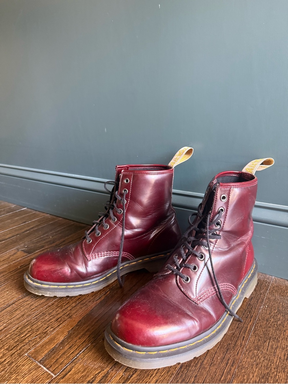 Dr. Martens Men’s Cherry Red Leather Lace-Up Boots